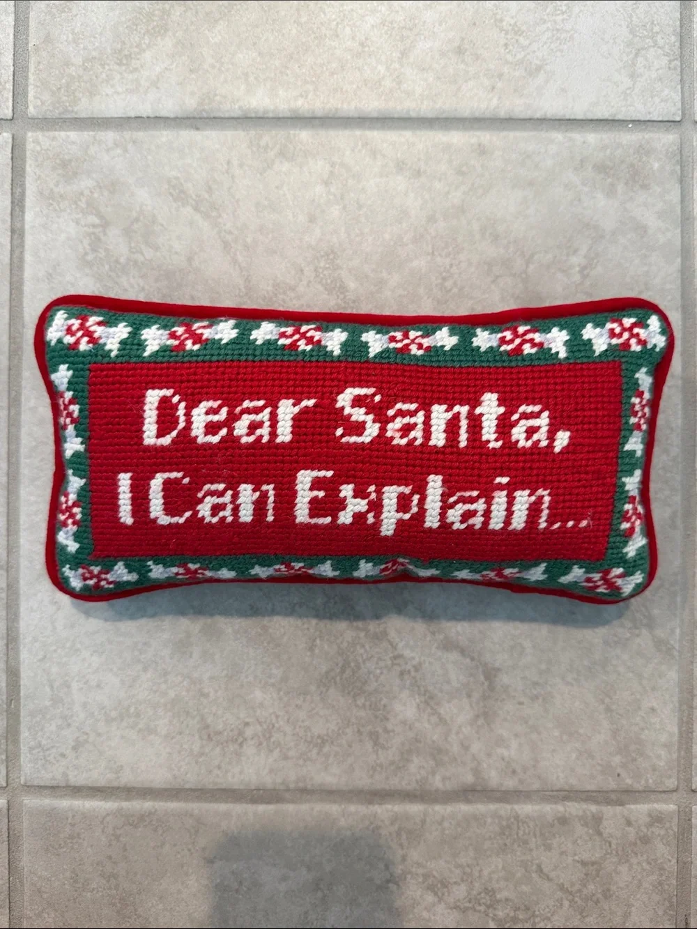 Holiday Needlepoint Pillow Set - 'Dear Santa' Messages